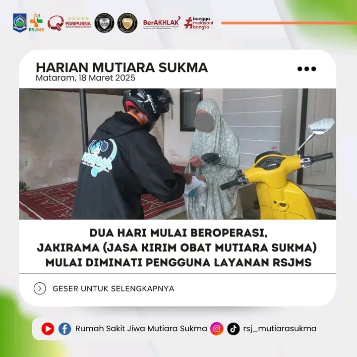 DUA HARI MULAI BEROPERASI, JAKIRAMA ( JASA KIRIM OBAT MUTIARA SUKMA ) MULAI DIMINATI PENGGUNA LAYANAN RSJMS